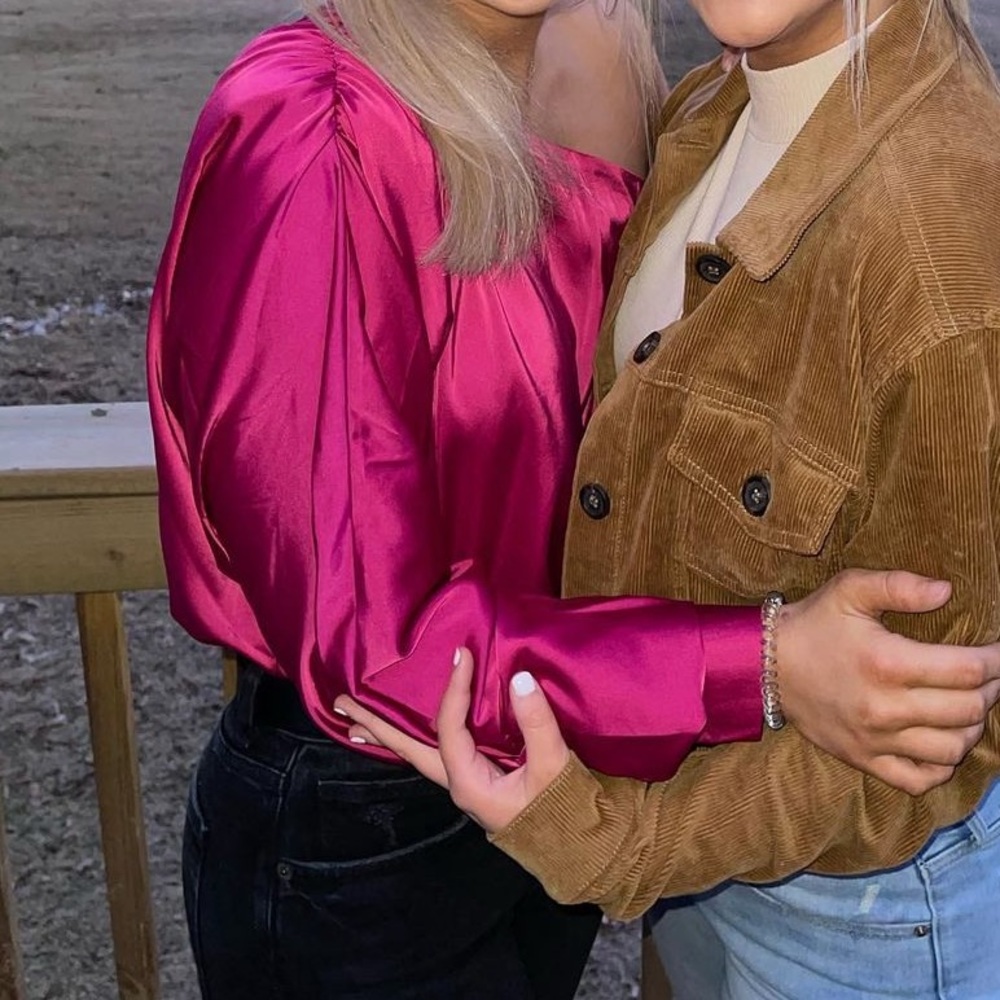 Pink satin bodysuit